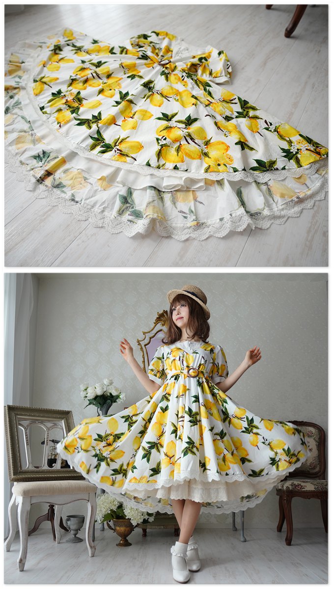 ミディアム丈 大きいサイズ レモン柄 レモン柄 大きいサイズ ワンピース ワンピース ワンピース 春夏 レモン柄の爽やかミディアム丈ワンピース Favoriteオリジナル 大きいサイズ ワンピース 春夏 ミディアム丈 19年6月下旬新作 ワンピース専門店 ｆavorite