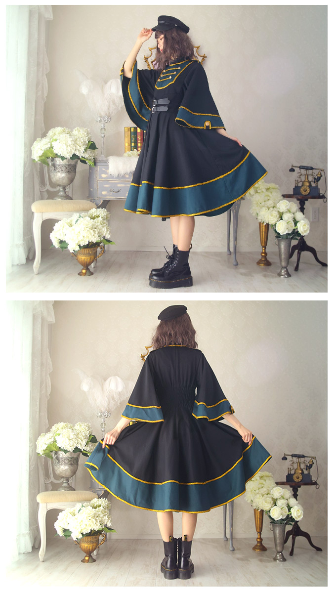 即納特典付き 楽天市場 大きいサイズ Ll ワンピース ミディアム丈 フレア 軍服風 ミリタリー 大人 Favoriteオリジナル フレアスカートとフレアスリーブ 軍服風大人ワンピース グリーン 21年3月新作上旬 新作予約 6月上旬頃順次発送予定 ワンピース専門店