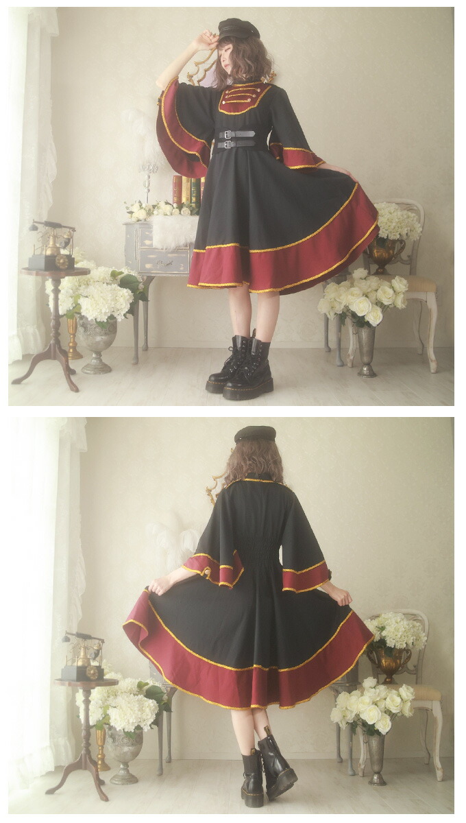 ミリタリー ワンピース 軍服風 大人 ワンピース ミディアム丈 フレア ミディアム丈 軍服風 軍服風 ミリタリー 大人 Favoriteオリジナル フレアスカートとフレアスリーブ 軍服風大人ワンピース 21年3月新作上旬 フレア ワンピース フレア レッド ワンピース専門