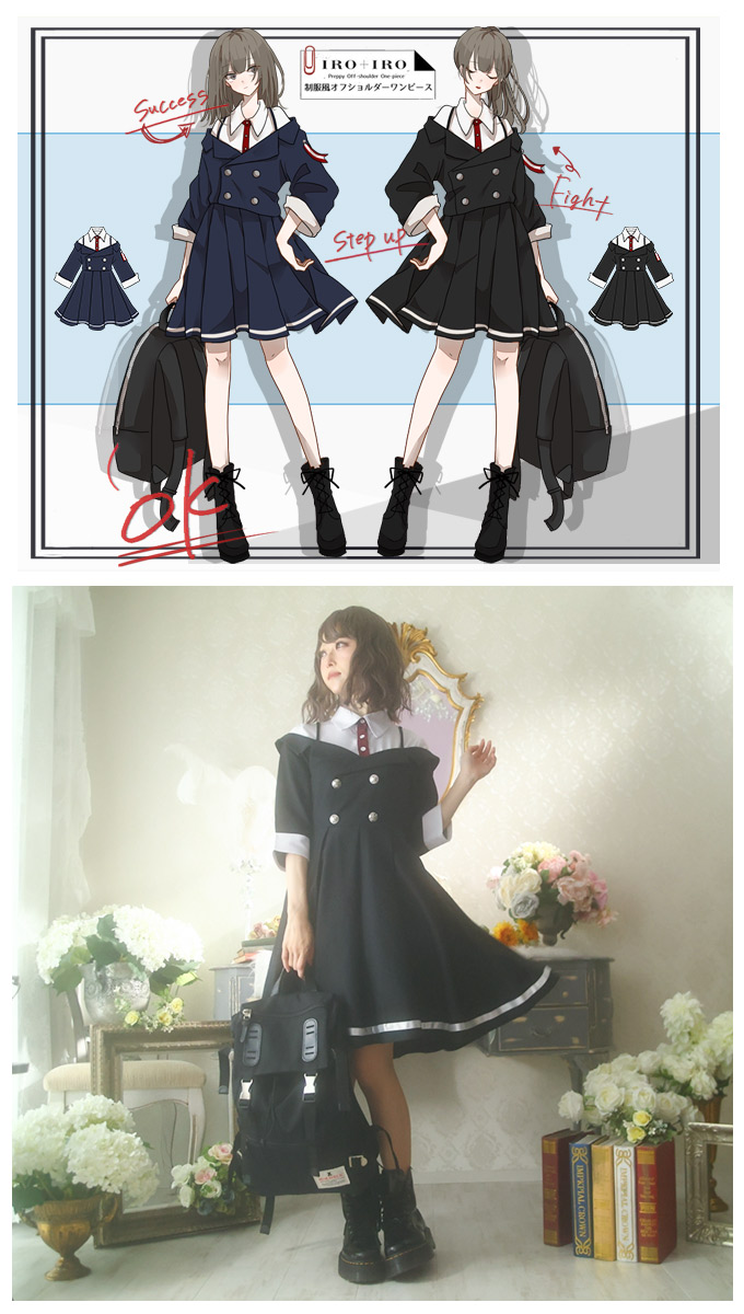 衣裳 巫覡身たけ ユニフォーム慣わし オフショルダー 縛 プリーツ Favorite原書 オフショル制服重ね着風ドッキングワンピース 21歳次4月影新作下旬 Fanorte Edu Br