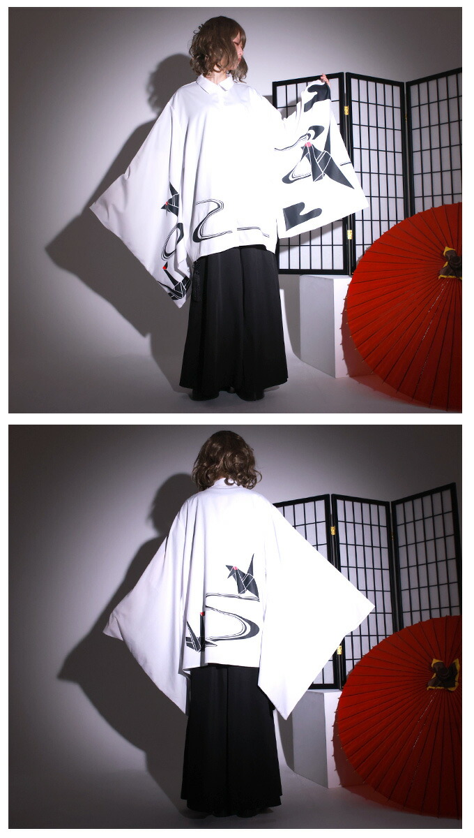 シャツ ユニセックス 折り鶴 鶴 和 和洋折衷 和袖 Favoriteオリジナル 折り鶴和袖ユニセックスシャツ ホワイト 白 Iro Iro 21年1月新作下旬 Salon Raquet De