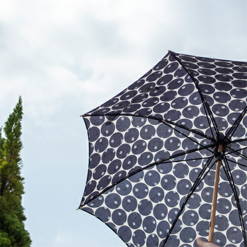 シュールメール 日傘 Sur シュルメール 折りたたみ 日本製 Mer 竹輪っか 紫外線防止 長傘 Uvカット コットン すかし水玉 ネイビー おしゃれ