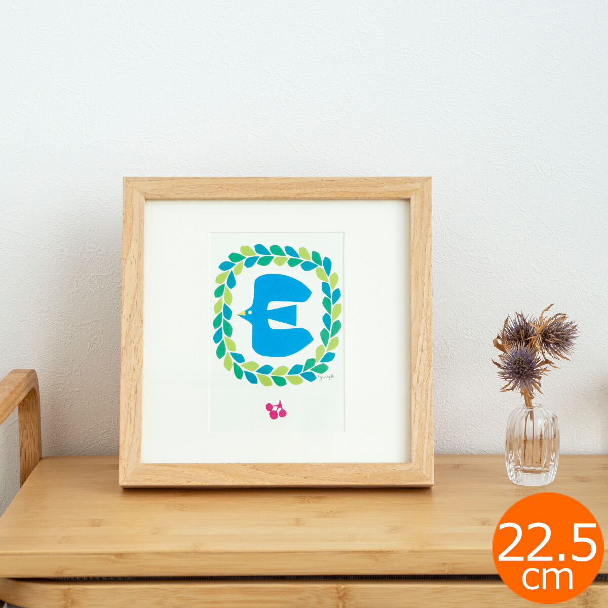 楽天市場】ポスター フレーム付き 模様のある白い鳥 22.5×22.5cm 木製