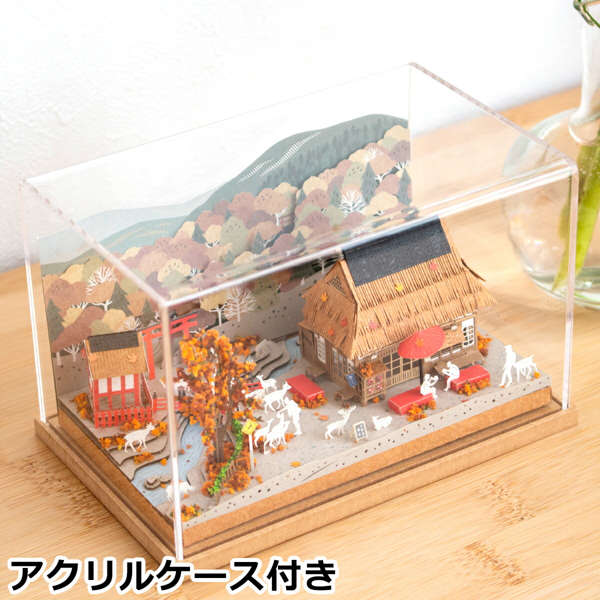 炎樹　ミニチュアクラフト講座 楽天市場】ペーパークラフトキット 日本の四季 秋の楓と奈良の鹿