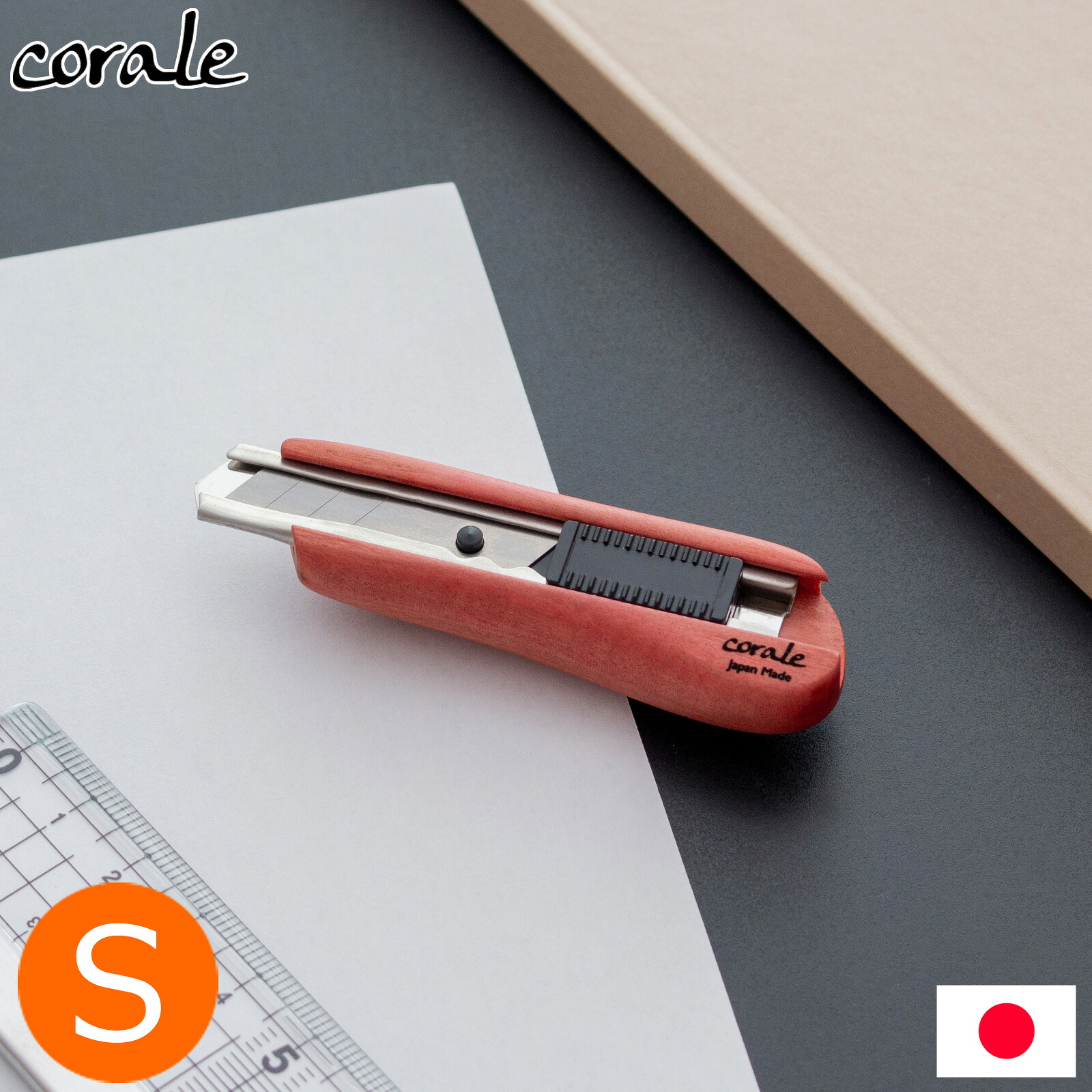 【クーポン対象 4/10 15:59まで】 カッター 木製カッターナイフ Sサイズ ピンクアイボリー 木製 銘木 作家 手作り 高級 日本製 文房具 文具 事務用品 ギフト プレゼント corale コラーレ