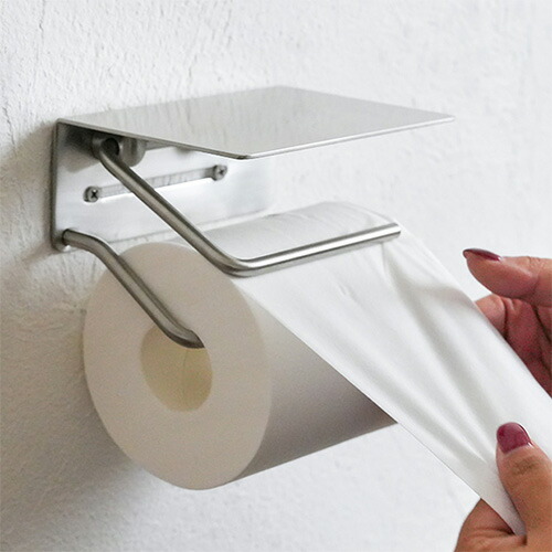 put ペーパーホルダー ステンレス トイレットペーパーホルダー シングル 棚付 シルバー インテリア雑貨 AXCIS アクシス