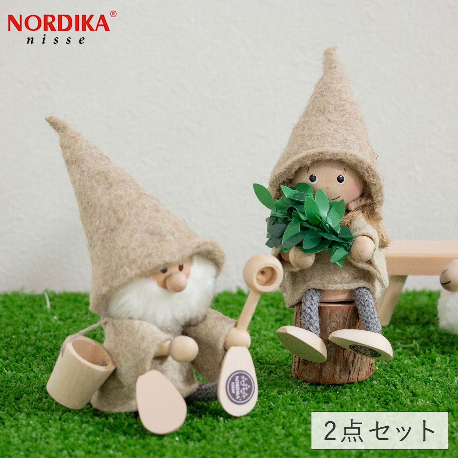 ノルディカニッセ サウナニッセ 2点 セット サンタ 女の子 NORDIKA nisse リネン ヴィヒタ 雑貨 木製 人形 北欧 9,095円