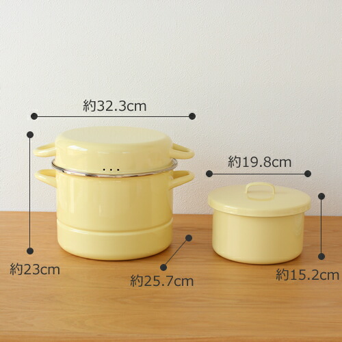野田琺瑯 ミモザ 琺瑯 ギフト 辰巳芳子 レシピ本付き 日本製 蒸し器 IH 