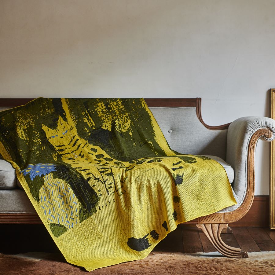 【楽天市場】日本製 ブランケット 大判 Blanket アートブランケット ウールブレンド アートブランケット 窓辺のベンガル猫