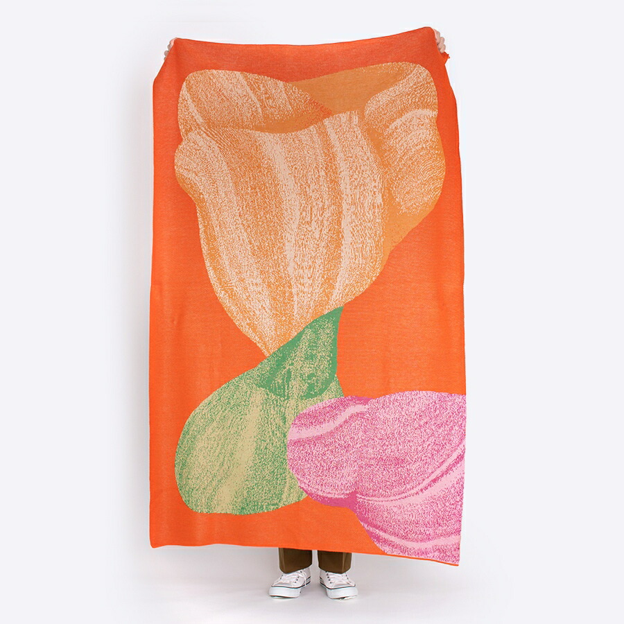 アートブランケット | bloom | アーティスト 安里貴志 | 日本製 ブランケット 大判 Blanket アートブランケット ウールブレンド |アクリルウール FAVORRIC フェイバリック 大きめ ニットブランケ｜FAVORRIC～「アートと暮らす。」～