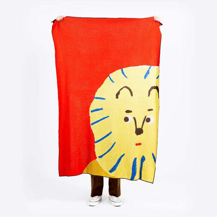 【楽天市場】日本製 ブランケット 大判 Blanket アートブランケット ウールブレンド ライオン｜アーティスト おくまゆみ｜アクリルウール