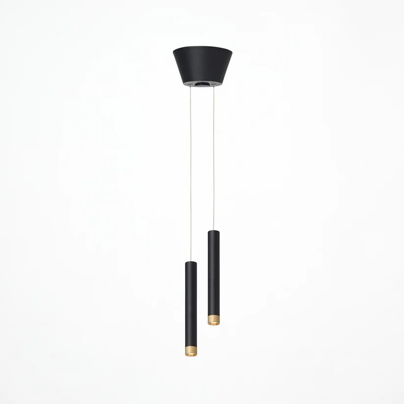 [飾り気の無い滑りだし 黒いこと 2灯 調光・調色 調色可]Club 2 LED-pendant light BK アートワークスタジオ製シャンデリヤ点火装置