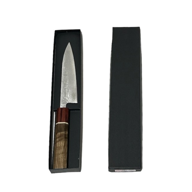【送料無料】越前数馬作　V10ダマスカス鋼　雪月花　ペティナイフ135mm　RGW八角柄　　 621006　202311｜日用品卸問屋　火の鳥