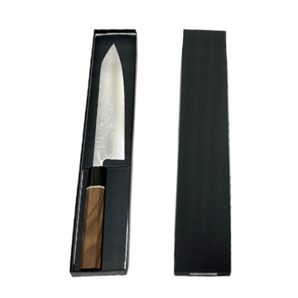 【送料無料】 越前数馬作　V10ダマスカス鋼　雪月花　牛刀包丁210mm　SGW八角柄　　 621027　202309