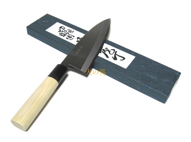 【送料無料】源明利作　白二鋼　出刃包丁　165mm　水牛桂柄付　　625572　202011｜日用品卸問屋　火の鳥