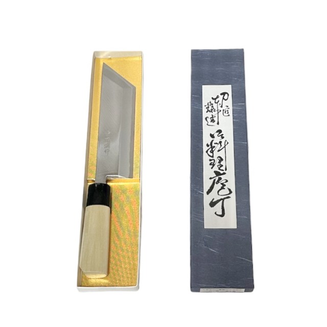 【送料無料】 源明利作　東型ウナギ裂き包丁　白二鋼　165mm (片刃) 水牛桂木柄　　625958　202307