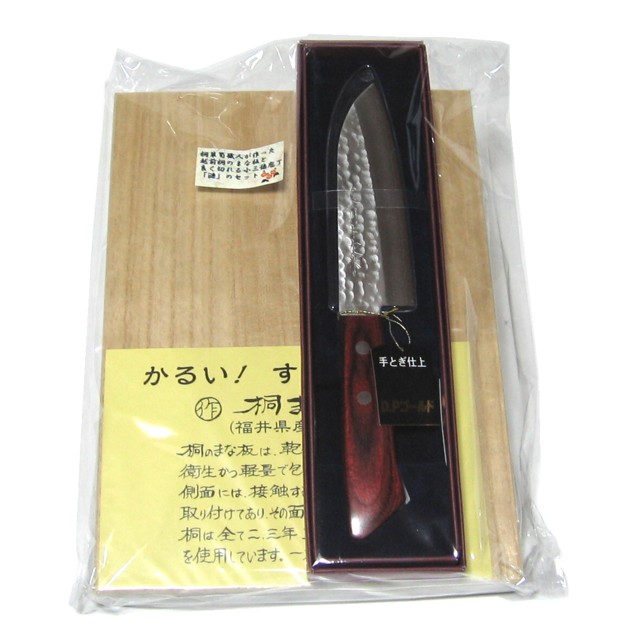 桐箪笥職人が作った越前桐のまな板と小ぶりでよく切れる三徳包丁「漣」セット 740027+660233 202104|日用品卸問屋 火の鳥