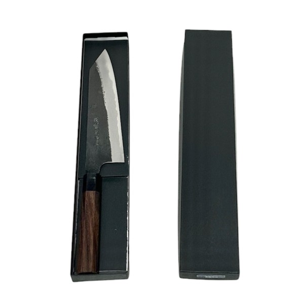【送料無料】 越前数馬作　玄武　剣型牛刀　210mm　鍛造白二鋼　黒打　紫檀八角柄付　　620265　202404