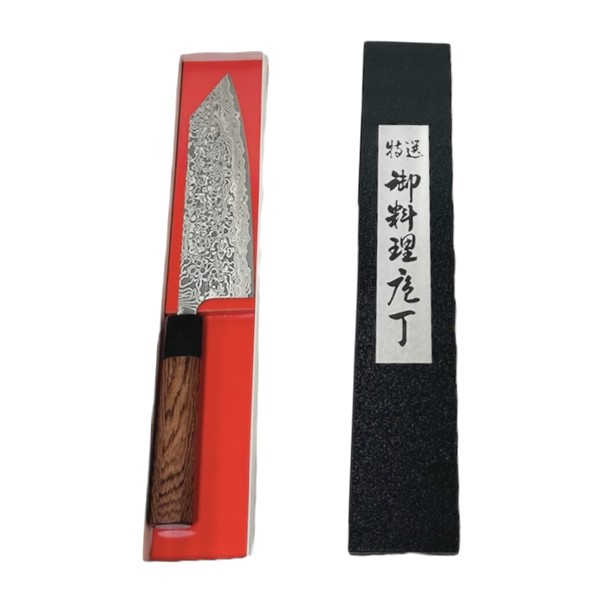 【送料無料】 越前数馬作　粉末ハイス鋼 31層ダマスカス　龍神　剣型文化包丁180mm　寿檀八角柄付　　620579　202402