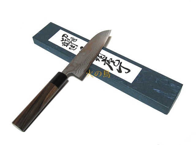 【送料無料】越前数馬作　積層青二鋼　小三徳包丁　銀龍　135mm　紫檀柄付　　620575　202003｜日用品卸問屋　火の鳥
