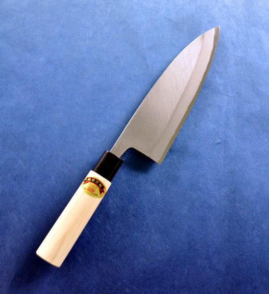 江戸菊水　出刃庖丁 磨き　180mm　鋼付　黒プラ桂木柄　　625110