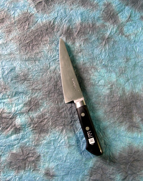 越前数馬作 本焼骨スキ 150mm 全鋼 共口金 黒合板柄 661955 201801