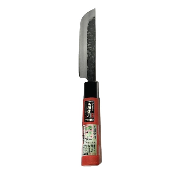 九頭龍川　ナギナタ型収穫包丁　片刃140mm　白二鋼　赤直柄付　TY-215　　691172　202406