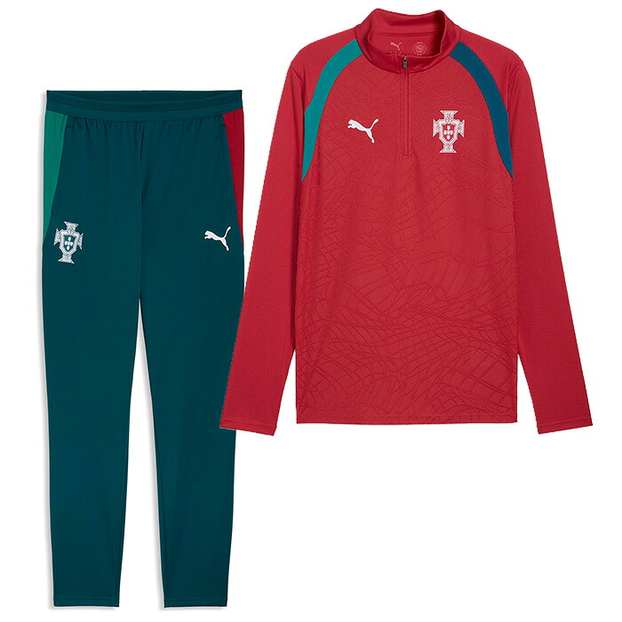 ポルトガル代表 2026 1/4ジップ トレーニングトップ＆パンツ 上下セット(レッド&times;ネイビー)【PUMA/プーマ】【サッカー トレーニングウェア】(784772-16&784780-15)【店頭受取対応商品】｜サッカーショップ fcFA