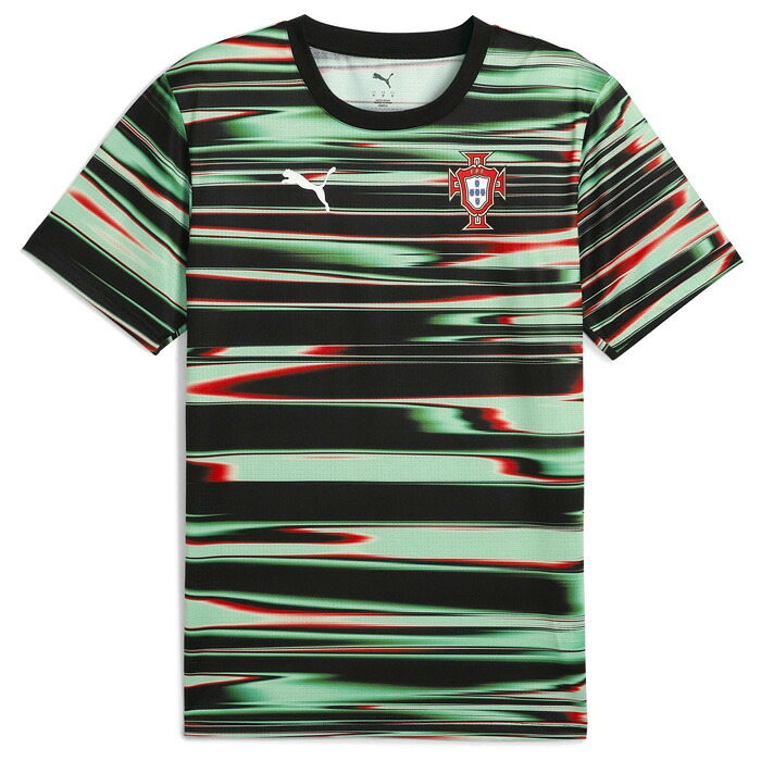 ポルトガル代表 2025 プレマッチ シャツ 半袖(ブラック×グリーン)【PUMA/プーマ】【サッカー サポーター ウェア プラクティスシャツ】(779612-18) 【店頭受取対応商品】