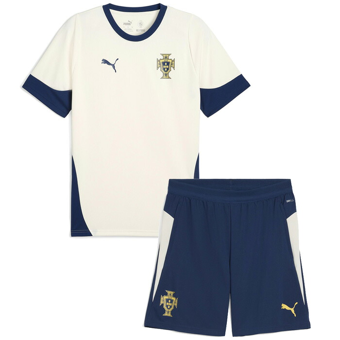 ポルトガル代表 2025 トレーニングシャツ 半袖＆ショーツ 上下セット(クリーム×ネイビー)【PUMA/プーマ】【サッカー ウエア プラクティス シャツ パンツ】(779512-12&779528-13) 【店頭受取対応商品】