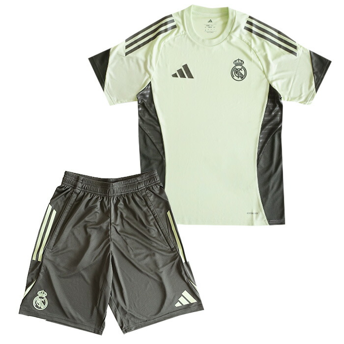 レアルマドリード 25-26 TIRO25 トレーニングジャージー半袖&ショーツ 上下セット(ライム×ダークグレー)【adidas/アディダス】【サッカー ウェア プラクティス】(JP3977&JP3992)【店頭受取対応商品】|サッカーショップ fcFA