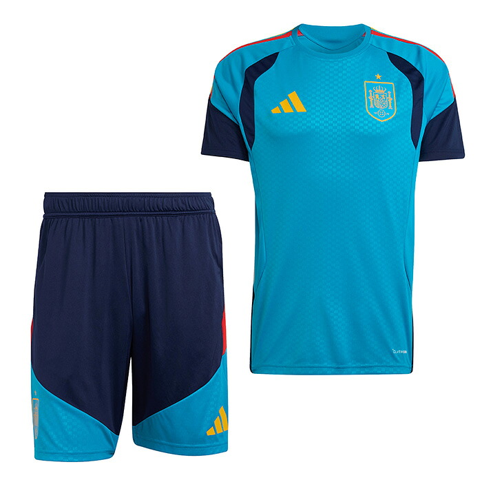 スペイン代表 2026 TIRO26 トレーニングジャージー半袖＆ショーツ 上下セット(ブルー×ネイビー)【adidas/アディダス】【サッカー ウェア プラクティス】(KA8193&KA8189) 【店頭受取対応商品】