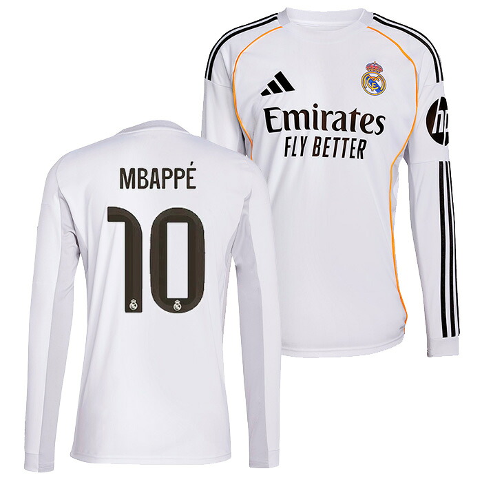 ●レアルマドリード 25-26 ホーム 長袖 ユニフォーム No.10 エムバペ【adidas/アディダス】【サッカー ウエア レプリカユニフォーム】(JN8884/10MB)【店頭受取対応商品】|サッカーショップ fcFA