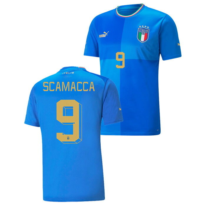 セール レプリカユニフォーム イタリア代表 22 ホーム 半袖 ユニフォーム No 9 スカマッカ Puma プーマ サッカー ウエア レプリカユニフォーム 01 9s 店頭受取対応商品 マーク取り寄せ 2週間 サッカーショップ Fcfa