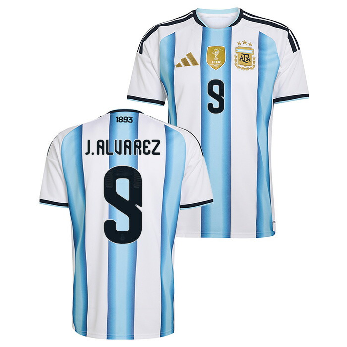 ●アルゼンチン代議員団 2026 老人ホーム 半袖 制服 No.9 フリアン・アルバレス【adidas/アディダス】【蹴球 御召しもの レプリカユニフォーム】(JM8396/9J)【店先受け取り証書相応う商いもの】
