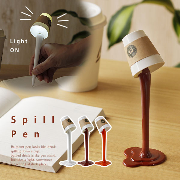 SPILL PEN・スピルペン【magnet ライト おもしろ 文房具 コーヒー ミルク オレンジ】