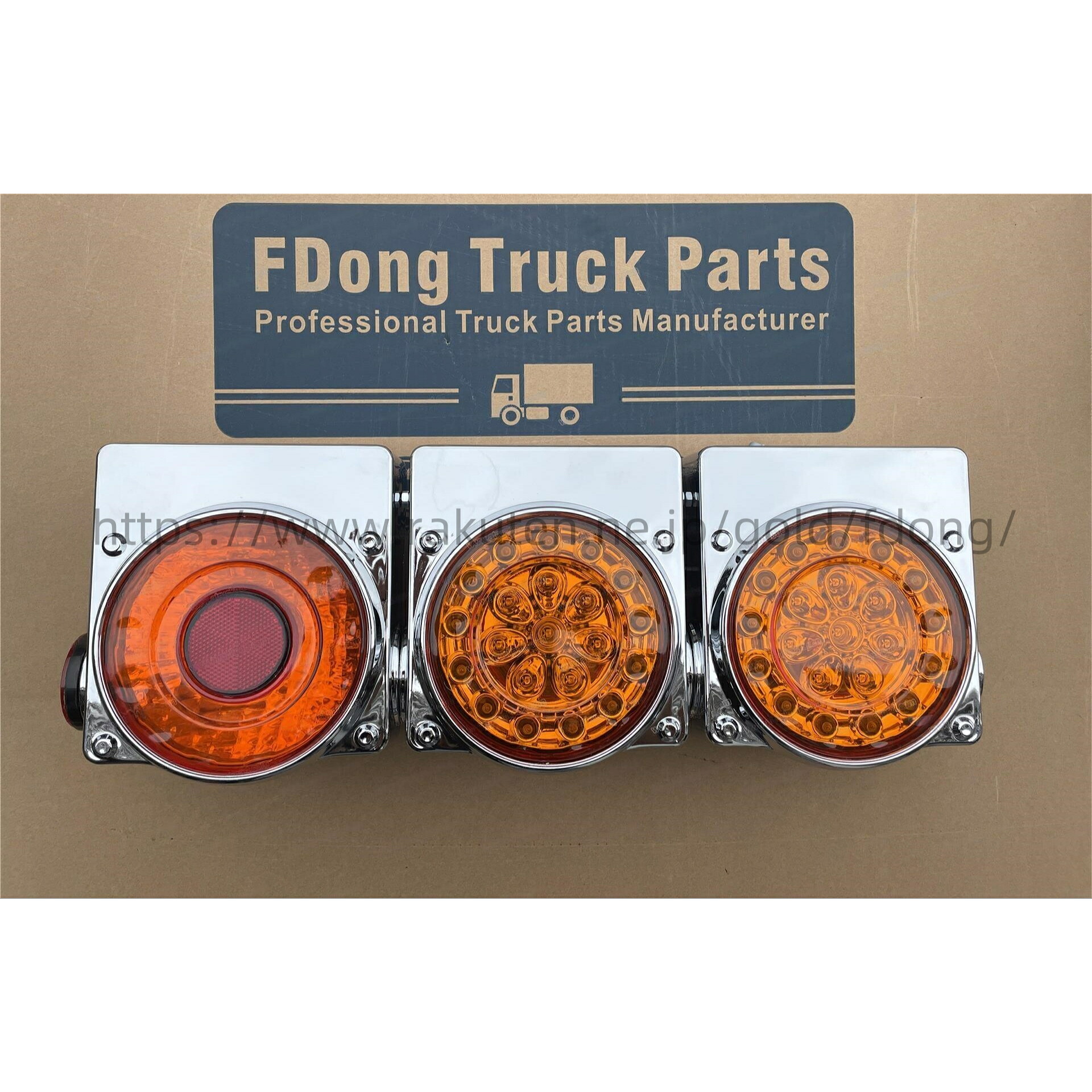 トラックテール LED 丸型3連テールランプ 左右セット 中型・大型車用 トラック デコトラ パーツ トラック用品 24V 53*20CM｜FDONG