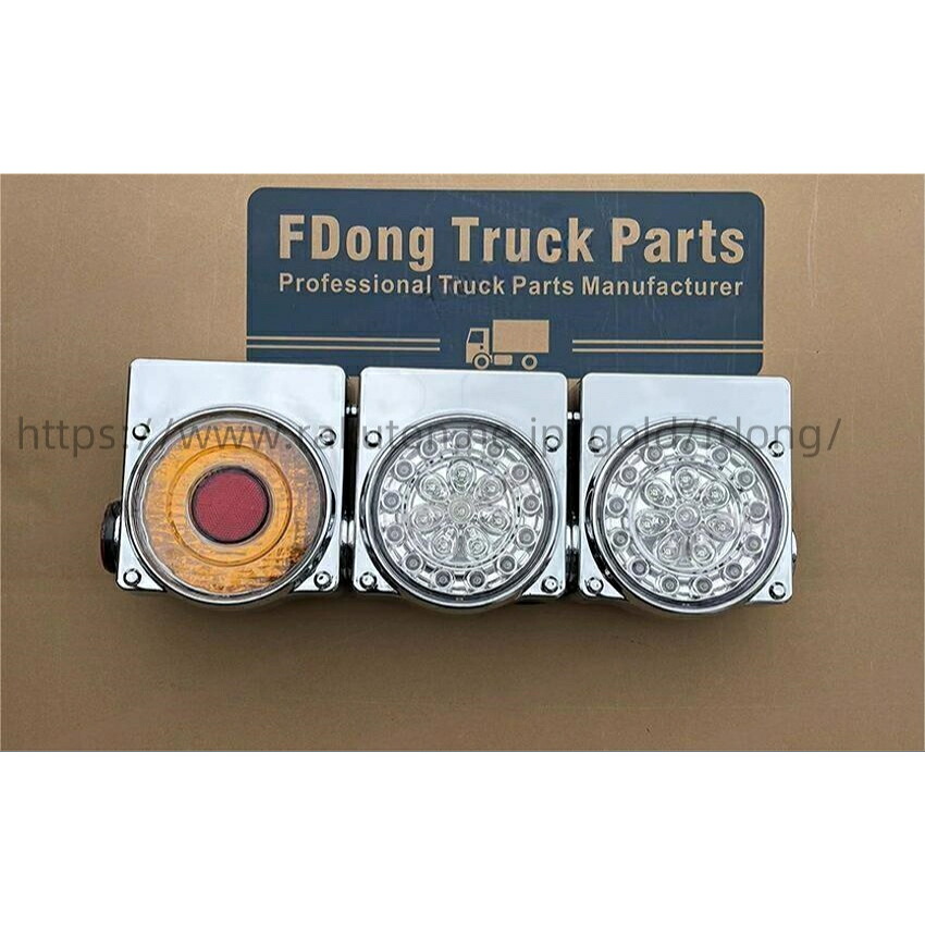 トラックテール LED 丸型3連テールランプ 左右セット 中型・大型車用 トラック デコトラ パーツ トラック用品 24V 53*20CM｜FDONG