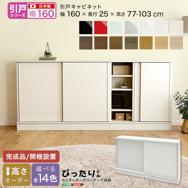 【お買い物マラソン最大1000円クーポン】送料無料 【引戸シリーズ】セミオーダーカウンター下収納ぴったりくん キャビネット 幅160cm×奥行25cm【so】