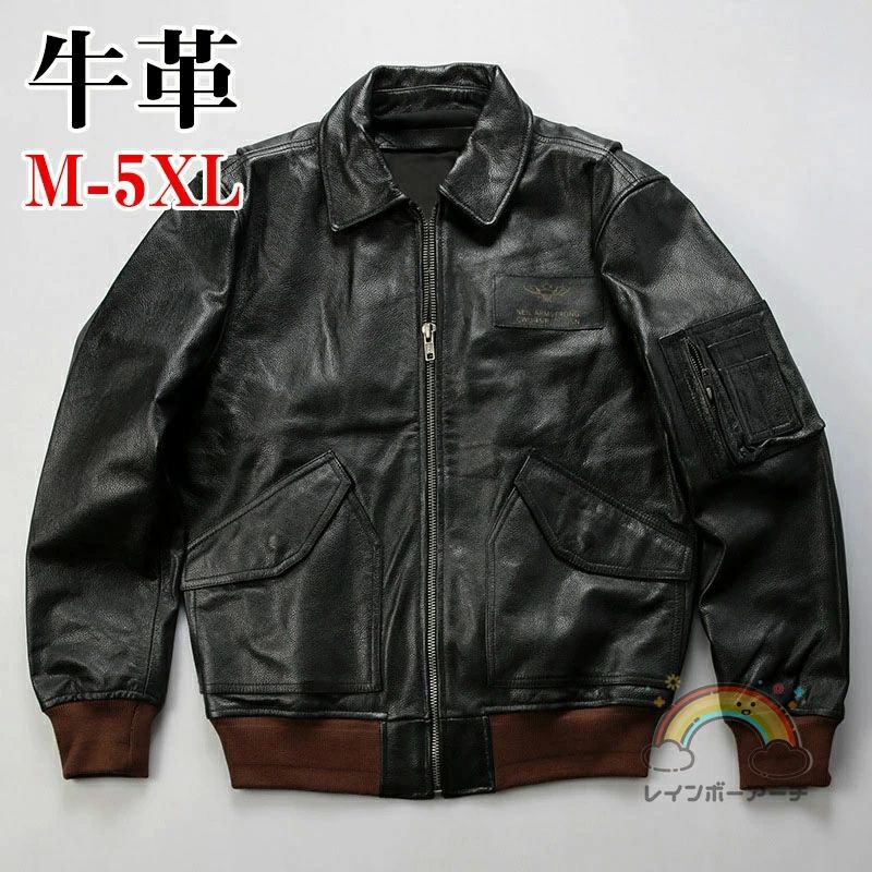 レザージャケット ライダースジャケット 牛革 バイクジャケット 立ち襟 本革 革ジャンM~5XL 本革ジャケット ブラック カウレザー 父の日 アウター ライダース防風 防寒 レザー お洒落 メンズ 大きいサイズ|FearlessTrading店