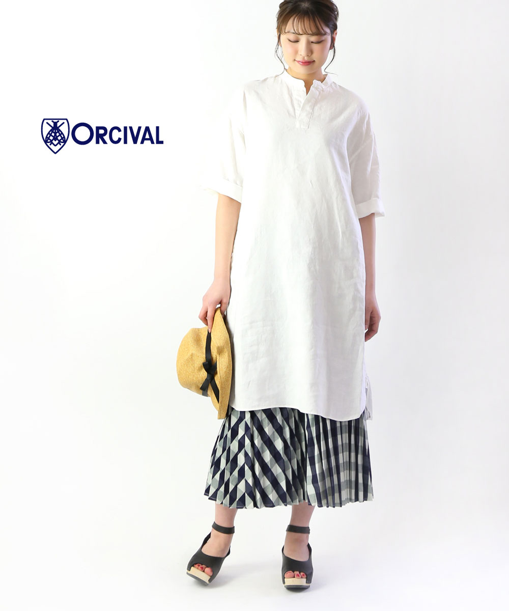 楽天市場 ポイントアップ10倍 Orcival オーチバル オーシバル リネンクロス スキッパー ワイド シャツワンピース リネンワンピース Rc 3705ylm 0321901 レディース Jp February