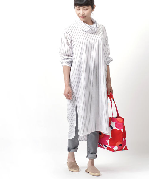 レディースファッション ワンピース 新作入荷 Ind ミズイロインド コットンレーヨン混 エントリーするだけポイント14倍 Mizuiro スリット ハイネックワンピース 3 レディース ハイネックチュニックシャツ Coloradomaternalmentalhealth Org