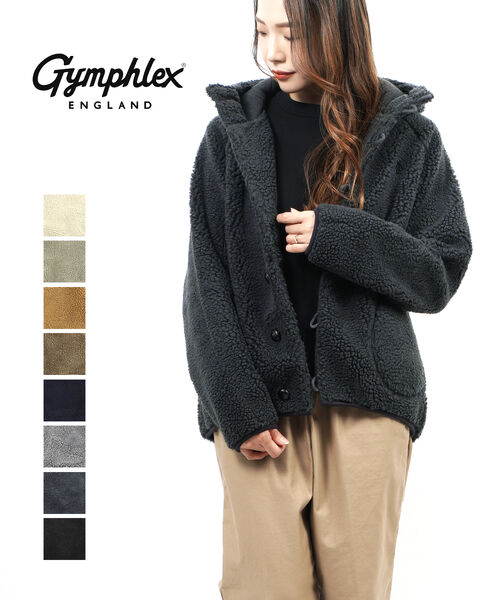 Gymphlex ジムフレックス くるみボタン フード付き ボアジャケット ボアパーカー J 1185pl メンズ レディース Jp 新着