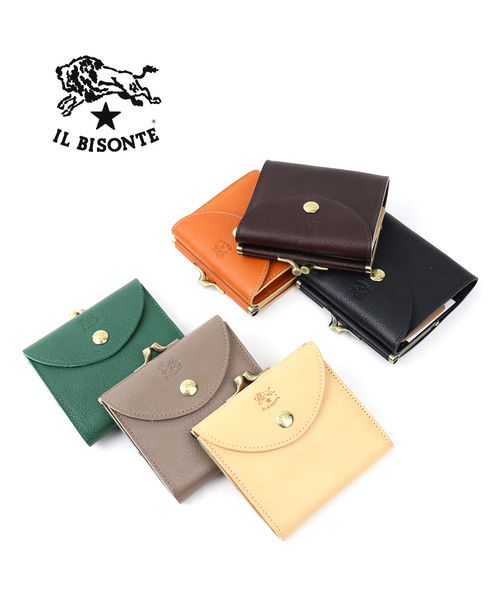 イルビゾンテ 紙入れ 二つ折り 定まり品 IL BISONTE なめし革 蝦蟇口 二つ折り紙入れ ウォレット 売れ筋作目 レトロ 歌留多衣嚢 分かりやすい ユニ一発やる 薄墨色 赤銅色 ・54212304240-0062601(メンズ)(レディース)