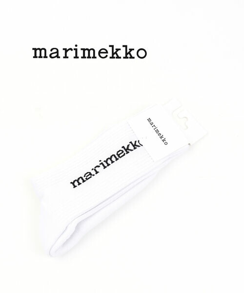 マリメッコ marimekko 靴下 ソックス クルーソックス クルー丈 リブ ロゴ 白 ホワイト おしゃれ カジュアル・52229190983-0062202(メール便可能商品)[M便 2/5](レディース)