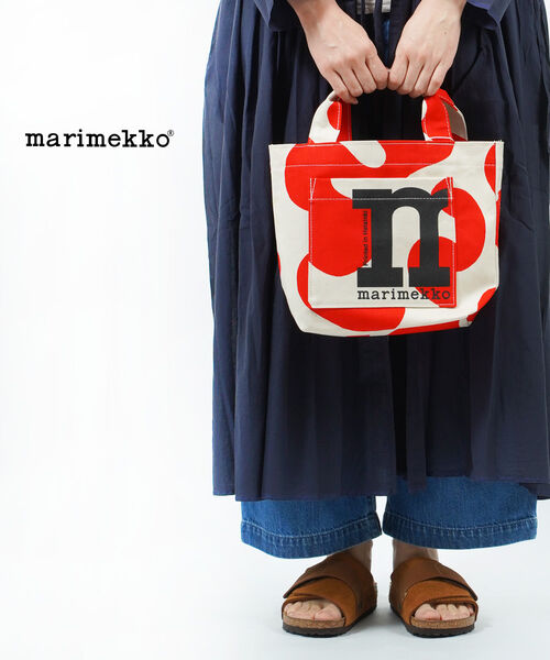 【20%OFF】マリメッコ marimekko トートバッグ ハンドバッグ キャンバス バッグ かばん 旅行 お出かけ トラベル かわいい 北欧 赤・52233691975-0062301(レディース)｜February