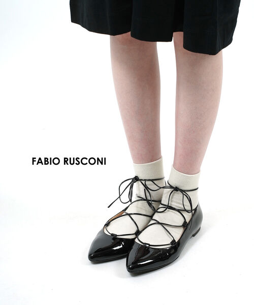 【マラソン期間中ポイント10倍】ファビオ・ルスコーニ FABIO RUSCONI パテントレザー レースアップパンプス・2988-3041602(レディース)(D-2)