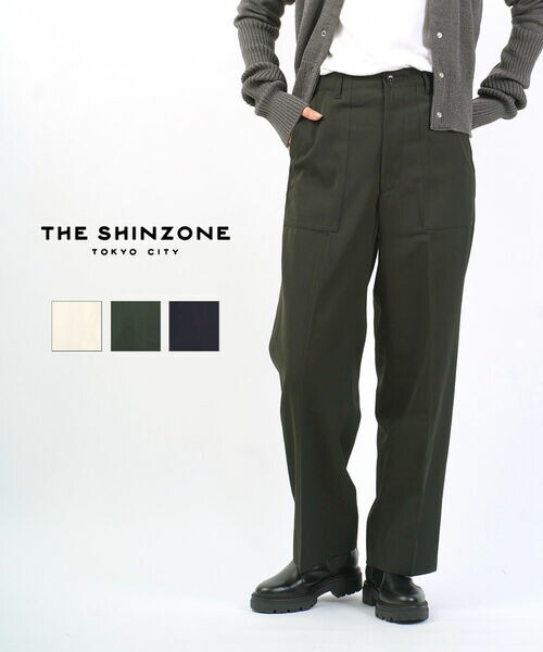 【4/15限定10%クーポン&ポイント10倍】ザ シンゾーン THE SHINZONE パンツ ベイカーパンツ ワイドパンツ ボトムス 日本製 カーキ エクリュ ハイウエスト センタープレス 大人・24AMSPA09-4432402(レディース)