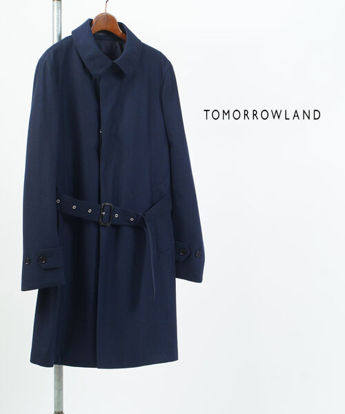 【50%OFF】トゥモローランド TOMORROWLAND ジャケット アウター ステンカラーコート 無地 ネイビー ウール 毛 撥水加工 通勤 シンプル 上品 大人・61-09-14-09101-0171402(メンズ)(last_1)｜February