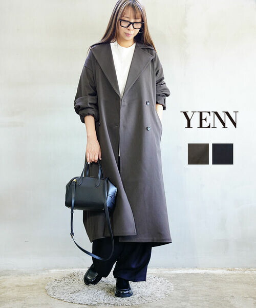 イェン YENN コート ロング チェスターコート ロングコート テーラード マキシ丈 おしゃれ きれいめ カジュアル 上品 シンプル・Y253-71088-5092502(レディース)